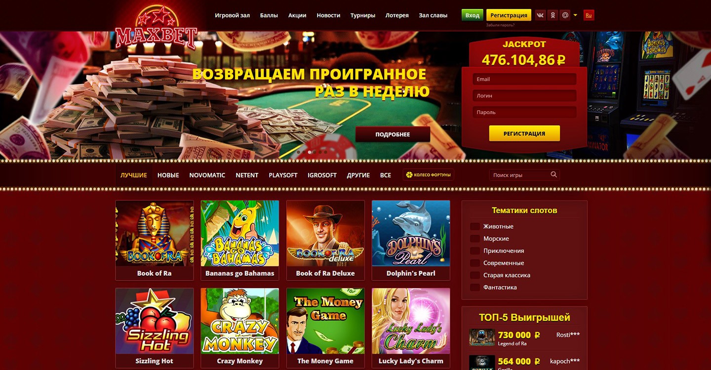 Бонусы на популярных игровых слот автоматах на сайте онлайн казино Максбетслотс