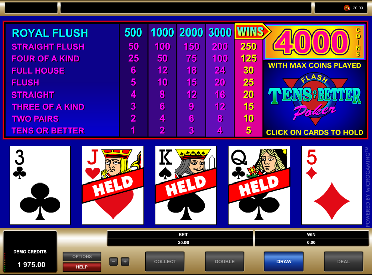 Игровой автомат Tens or Better - выиграй в карточные игры в казино Вулкан онлайн